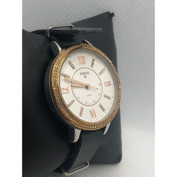 Fossil Q FTW5011 Womens Black Leather Analog White Dial Hybrid Smart Watch HK254 - Picture 3 of 9